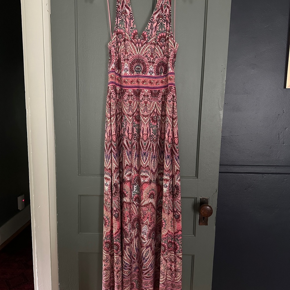 Boho Pink Patterned Maxi Dress